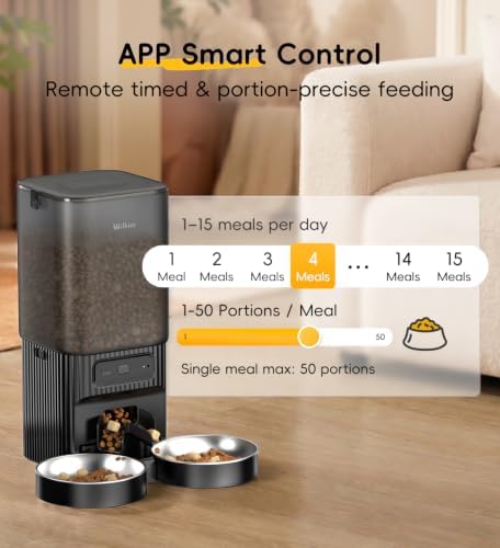 7L Automatic Cat Feeder 2 Cats, 5G WiFi Dog Food Dispenser with APP Control