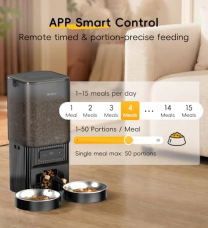 7L Automatic Cat Feeder 2 Cats, 5G WiFi Dog Food Dispenser with APP Control