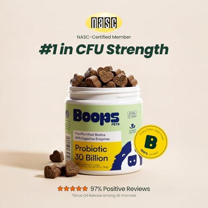 Probiotics for Dogs – 30 Billion CFU with Pre, Postbiotics & Digestive Enzymes – Supports Gut Health, Immunity, Loose Stools & Allergies – Filet Mignon Flavor – Vet Formulated – 60 Chews