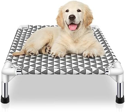 Kuntrust Elevated Outdoor Dog Bed for Small Pets，Fits up to 50lbs