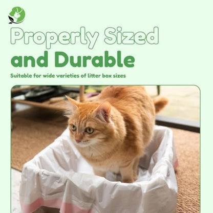 Cat Litter Box Liners - 100% Compostable - Drawstring Close - Scent Free - Jumbo Size XL (36" L x 18" W) - 40 Micron (1.6 Mil) Heavy Duty - 20 Count - Scratch, Tear & Leak Resistant
