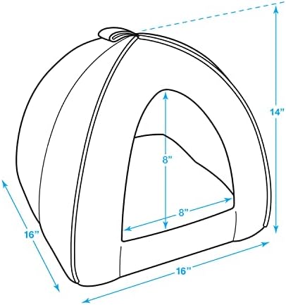 Pet Tent-Soft Bed for Dog and Cat by Best Pet Supplies - Gray Linen, 16" x 16" x H:14"