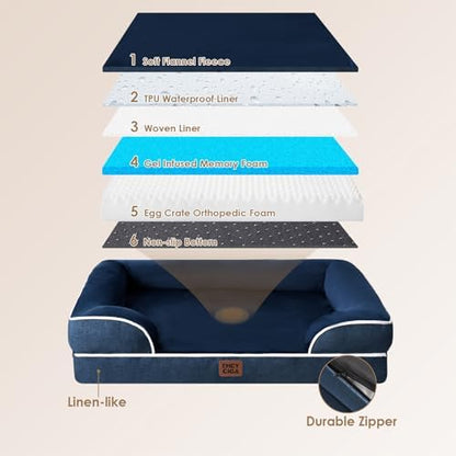 EHEYCIGA Orthopedic XXL Dog Bed, Waterproof Washable XL Big Pet Bed 46"