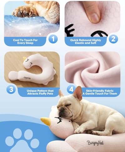 BurgeonNest Cooling Small Dog Pillow for Puppies and Cats (Cool Pink, Medium)