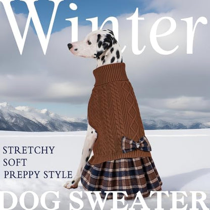 KYEESE Dog Sweater Dress for Medium Large Dogs Turtleneck Thick Knit