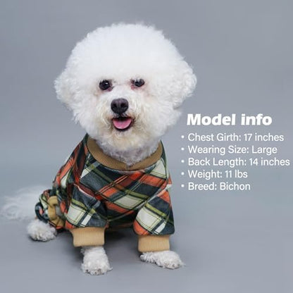 KYEESE Velvet Dog Pajamas for Large Dogs Soft Plaid Onesie Daily Wear