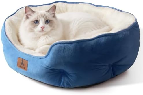 Asvin Small Dog Bed for Small Dogs, Cat Beds for Indoor Cats, Pet Bed for Puppy and Kitty, Extra Soft & Machine Washable with Anti-Slip & Water-Resistant Oxford Bottom, Light Blue, 20 inches