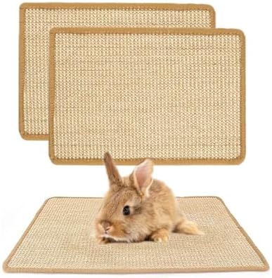 Rabbit Scratching Pad, 2-Pack Sisal Cage Mat for Chew & Rest, 24 x 16 inch
