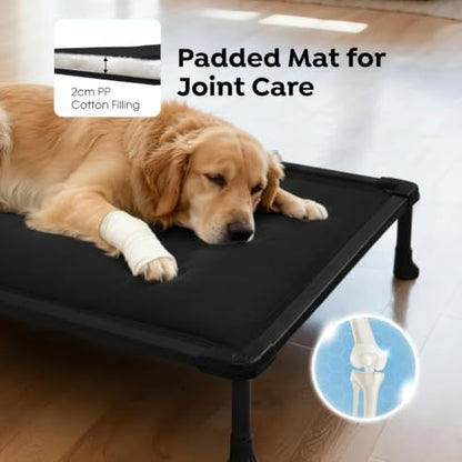 Veehoo Chew Proof Elevated Dog Bed, Padded Indestructible Raised Dog Cot