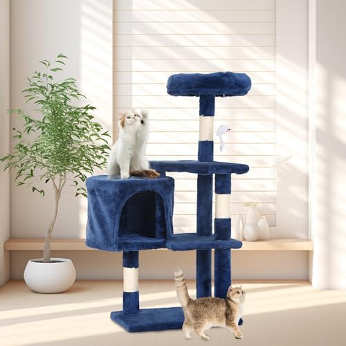 FDW | 36" Cat Tree Tower | Navy Blue | Multi-Level Indoor Activity Center
