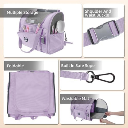 Lollimeow Expandable Cat Carrier Backpack for Large Cats - Airline Approved Pet Carrier Backpack for Small Dogs, Hiking & Travel, Waterproof with Breathable Mesh, 14lbs Capacity (Lavender, Standard)