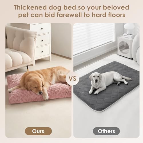 EHEYCIGA Washable Large Dog Bed for Crate, 35x23 Inch Pet Bed, Pink