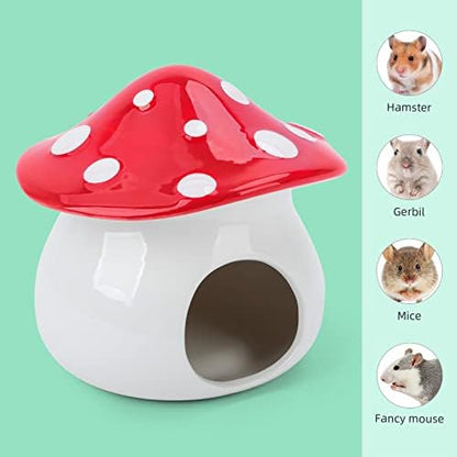 Niteangel Ceramic Hamster Habitat Hideout: Mushroom-Shaped & Non-Chewable