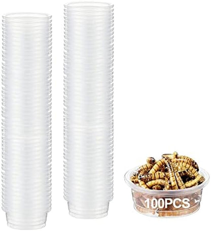 0.5oz Crested Gecko Food and Water Feeding Cups, Reptile Feeder Bowls, Plastic Replacement Food Dish for Lizard and Other Small Pet Ledge Accessories (100 pcs)