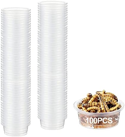 0.5oz Crested Gecko Food and Water Feeding Cups, Reptile Feeder Bowls, Plastic Replacement Food Dish for Lizard and Other Small Pet Ledge Accessories (100 pcs)