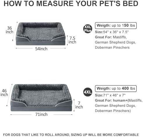 WNPETHOME Orthopedic Washable Human Dog Bed for Adult & Dog Cozy Sleep
