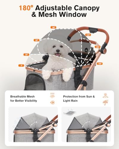 Pet Stroller with Detachable Carrier, Shock-Absorbing & Foldable