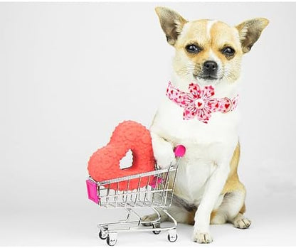 Valentine's Red Heart Dog Collar with Flower for Large Dogs