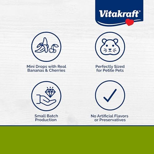 Vitakraft Mini Drops Dwarf Hamster/Rat/Mouse Treat Cherry-Banana 2.5 oz