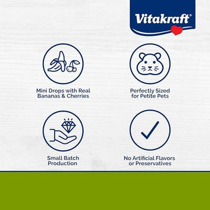 Vitakraft Mini Drops Dwarf Hamster/Rat/Mouse Treat Cherry-Banana 2.5 oz