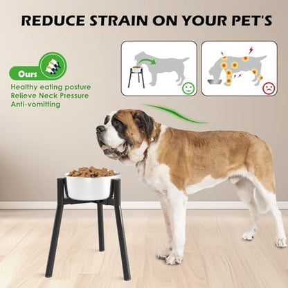 Dog Bowl Stand for Large Dogs, Adjustable Width 7-10.6" Elevated Dog Bowls，13.7in Tall Raised Food Water Stand, Single Holder, Bowl Not Included
