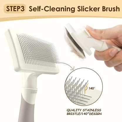 Professional Deshedding Dog Brush Grooming Kits, for Long-Haired Dogs and Cats - Dog Deshedding Brush and Slicker Brush Set 3 in 1 Gift Box for Long Hair Pets like Golden Retriever