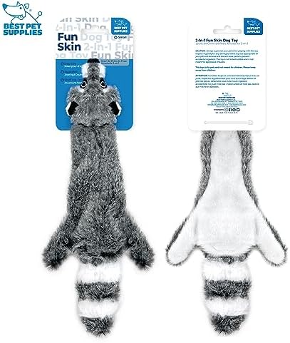 Best Pet Supplies 2-in-1 Stuffless Squeaky Dog Toy - Fox, Raccoon, Small