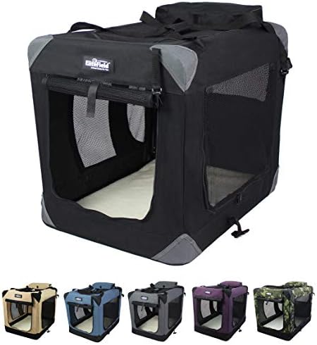 EliteField 3-Door Soft Dog Crate with Bed & Carrying Bag (2-Year Warranty)