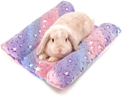 Rabbit Bed with Pillows, Dual-Sided 17"x15" Washable Lounger Pad