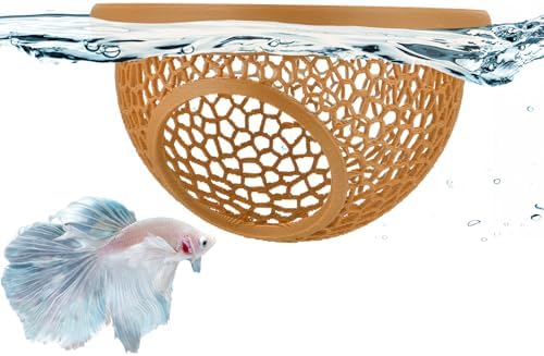 Floating Betta Hide & Shrimp Cave – 3D Printed Aquarium Hammock, Feeder & Rest Spot – Floating Betta Log & Cave Decor for Nano Tanks, Corydoras, Shrimp & Small Fish – Safe PLA, Patent Pending