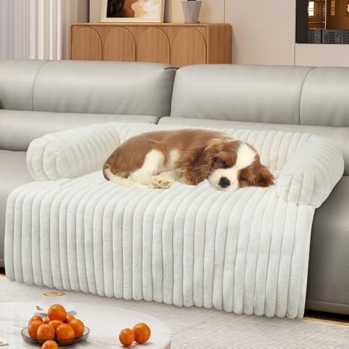 Dog Couch Bed, Couch Cover for Dogs Washable, Dog Bed for Couch(White, L)