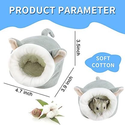 WishLotus Hamster Bed, Soft and Warm Mini House, Non-Slip Sleeping Nest for Dwarf Hamsters, Mini Hedgehogs and Small Pets (Grey)