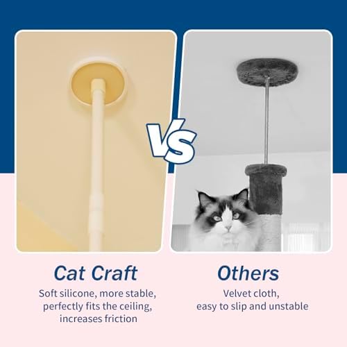 Cat Craft Cat Tree Floor to Ceiling 95-108" Tall Cat Tree Carpet Cat Tower Kitten Tree Sisal Scratching Post and Mat Cat Pole for Indoor Cats, Dark Brown, 4-Tier