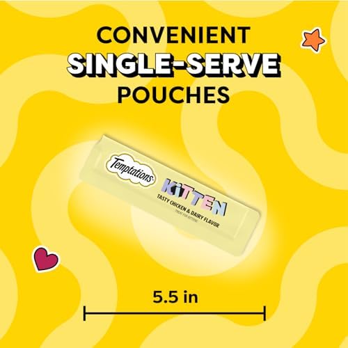 Temptations Lickable Puree Kitten Cat Treats, Chicken & Dairy, 4 ct, 11pk