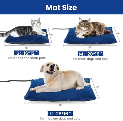 MARUNDA Outdoor Heated Cats Bed - 100% Waterproof Outdoor Heated Pet Bed with Double Built-in AutoThermostat - Heated Pet Bed for Outside Animals (20" x 16" (L), Blue)