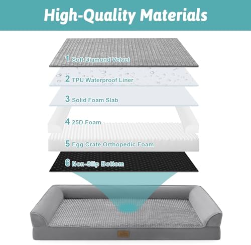COZY KISS Orthopedic Dog Bed for Extra Large Dogs, U Shaped XXL 48x35 inch