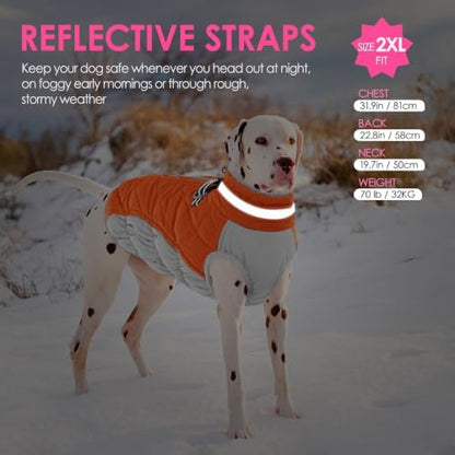 AOFITEE Dog Coat for Large Dogs Waterproof Dog Winter Jacket with Harness