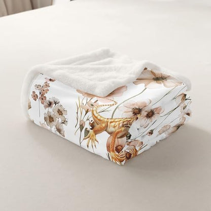 Erosebridal Reptile Lizard Gecko Blankets and Throws 40"x50",Cute Mushroom Blanket Throw for Kids Boys Girls,Wild Animal Print Fleece Blanket Farmhouse Flowers Fuzzy Blanket for Bed Sofa Decor