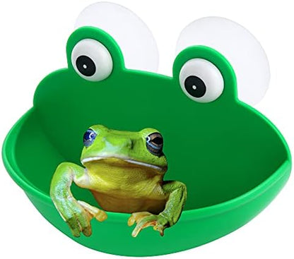 Pensino Frog Habitat Frog Dish Holder with Suction Cups, Cute Frog Terrarium Decor Fish Tank Decoration for Tree Frog Toad Tadpole (1 Pack)