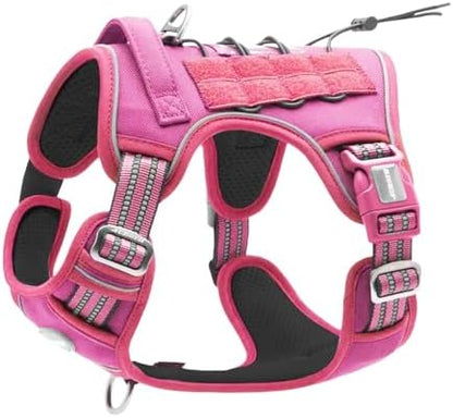 Auroth Tactical Dog Harness for Large Dogs No Pull Adjustable Pet Harness Reflective K9 Working Training Easy Control Pet Vest Military Service Dog Harnesses Rose Red M