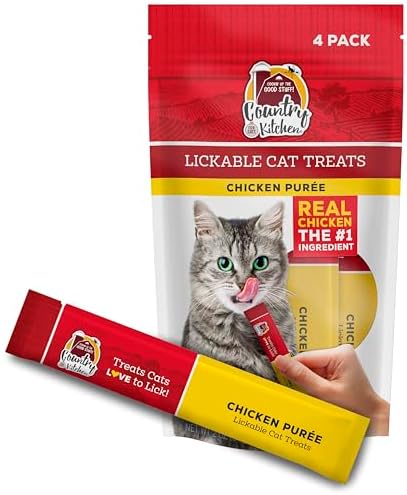 Country Kitchen Chicken Puree Lickable Cat Treats, 2 oz, Pack of 4
