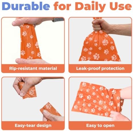 Best Pet Supplies Poop Bags for Dogs - Orange, 240 Count