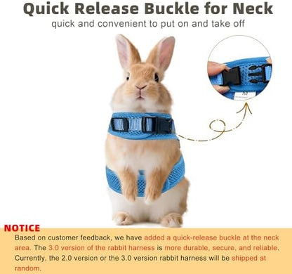 AIITLE Breathable Rabbit Harness and Leash Set with Cute Bow, Blue M