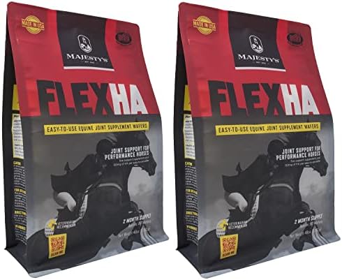Majesty's Flex HA Wafers - Superior Performance Horse/Equine Joint Support Supplement - HA, Vitamin C, Yucca, Glucosamine (Regular, 2 Pack (120 Count Total))