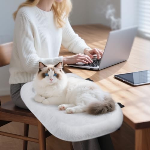 IPOW Heavy Duty Steel Frame Supports up to 50lbs Cat Desk Bed & Perch Space-Saving 90°Foldable with Soft Ultra-Plush Faux Fur for Small Medium Large Cats