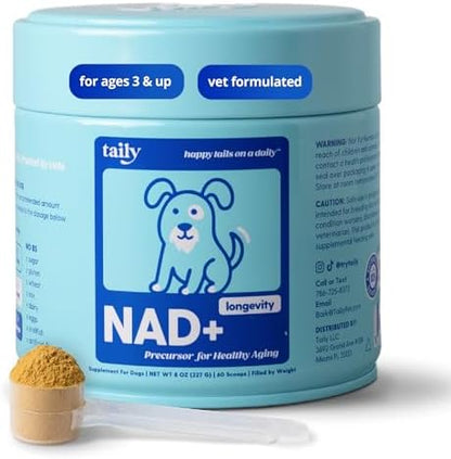 Taily NAD for Dogs – Daily Longevity Supplement – Supports Cellular Energy, Healthy Aging, Brain & Heart Function – Nicotinamide Riboside Precursor for Dogs – NAD+, Vet-Formulated, Made in USA