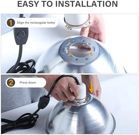 Simple Deluxe Clamp Lamp Light with Ceramic Base, 10.5 Inch Aluminum Reflector and 6 Feet Power Cord for Heat Lamp & Work Light, 1-Pack