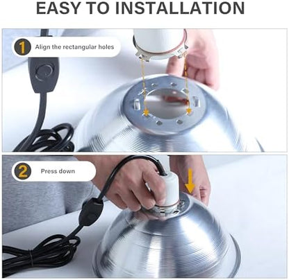Simple Deluxe Clamp Lamp Light with Ceramic Base, 10.5 Inch Aluminum Reflector and 6 Feet Power Cord for Heat Lamp & Work Light, 1-Pack