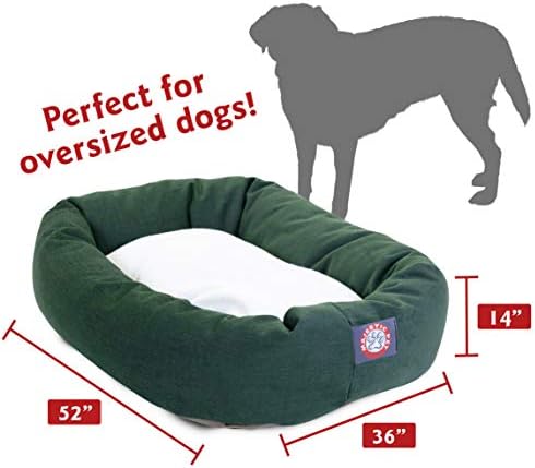 Majestic Pet Sherpa Bagel Dog Bed, 52 Inch X-Large, Round, Washable, Green