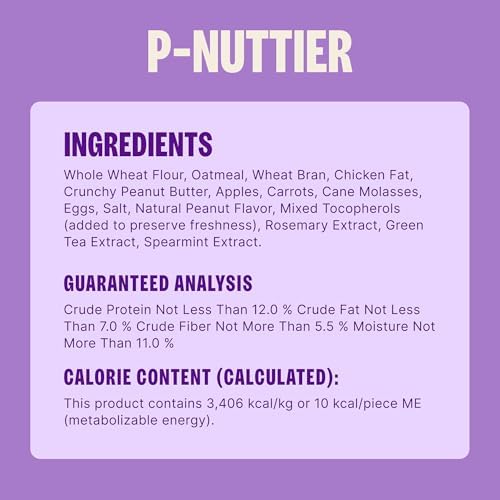Wellness Old Mother Hubbard Classic P-Nuttier Dog Biscuits, Natural Training Treats, Peanut Butter Flavor, Large Size, 3.3 lb Bag
